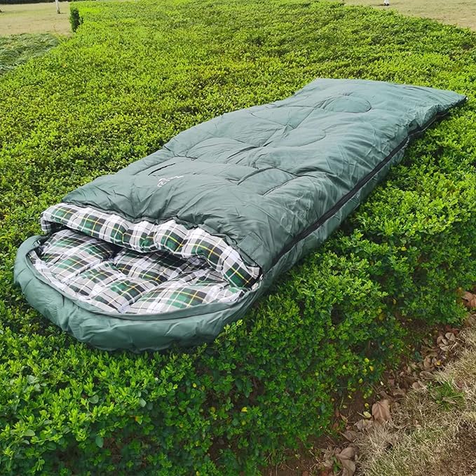 Double Sleeping Bag for Camping &amp Hiking | Thickened Flannel Lining &amp Hollow Cotton Fill | Portable Envelope Design for Outdoor/Travel/Home Use | 0°C Comfort Rating