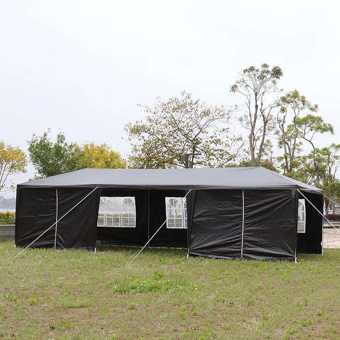 10'x30' Outdoor Party Tent with 8 Removable Sidewalls Waterproof Canopy Patio Wedding Gazebo Black