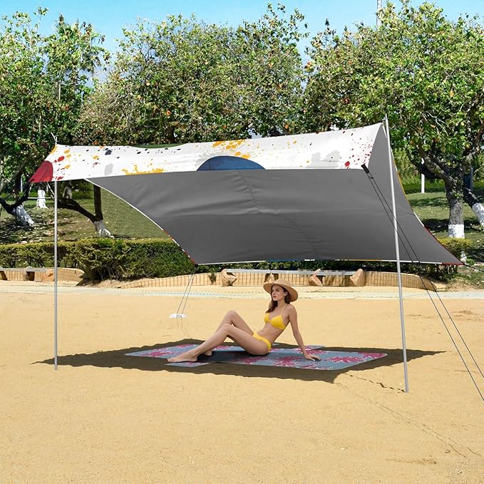 Rugby Pattern (25) Camping Sun Shelter Beach Tent Portable Beach Sun Shade Outdoor Canopy for Camping Trips Fishing Picnic
