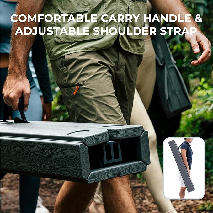 Cococabana X Camphor Portable Folding Table with Adjustable Shoulder Strap for Camping Tailgating Picnic RV - Roll Up Design Quick Setup Compact Size Heavy-Duty Scratch &amp Stain Resistant