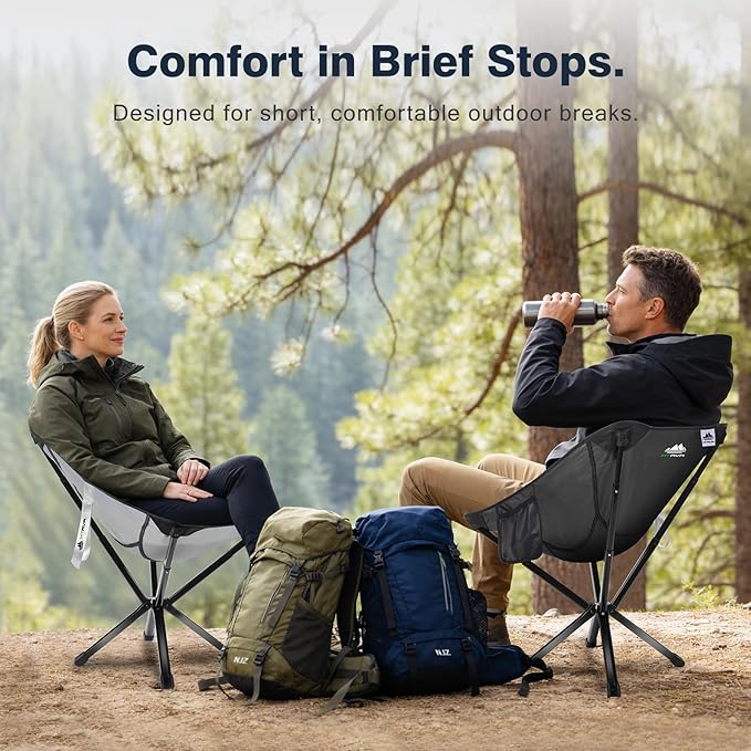 Lightweight Folding Camping Chair — Compact One-Piece Design Quick Setup Stable Aluminum Frame Portable Chair for Travel Hiking &amp Short Outdoor Breaks