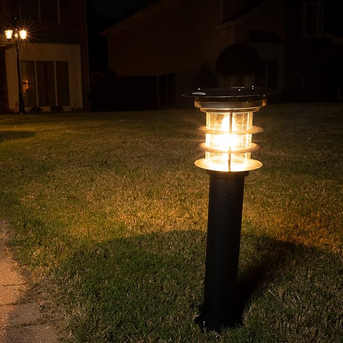 Gama Sonic Black Stainless Steel Bollard Solar Light w/EZ Anchor – 2 PK