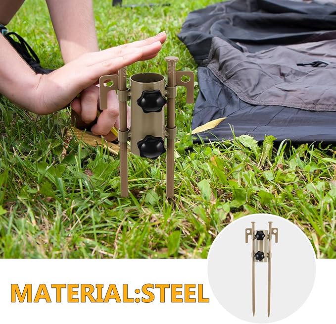 Didiseaon 6pcs Adjustable Canopy Stakes and Tent Pole Fixers with 30cm Metal Stakes Kit for Camping Tent Accessories Outdoor Shelter Anchor Set for Hiking Lawn Beach and Camping Use