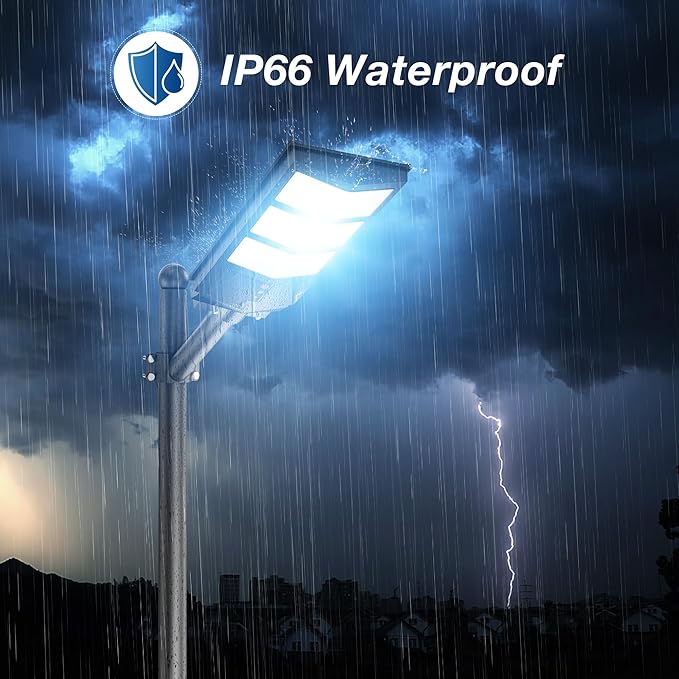 Sunwish Solar Street Lights Outdoor Wide Angle Solar Lights Outdoor Flood Lights Motion Sensor Dusk to Dawn Remote Control Waterproof IP66 Parking Lot Lights Commercial for Yard(4 Packs)
