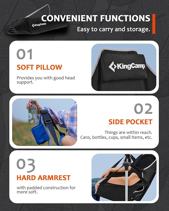 KingCamp Hammock Camping Chair Swinging Portable Folding Camp Chairs for Adults Max 400lbs Heavy Duty Foldable Oversized Rocker with Aluminum Alloy Frame Cup Holder for Outdoor Beach Patio Sport
