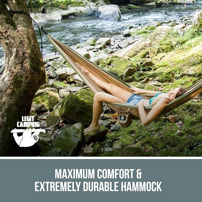 Legit 2 Person Camping Hammock - Double Tree Hammock - Portable &amp Heavy Duty - Perfect for Outdoor &amp Travel