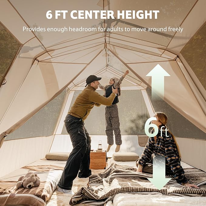 Naturehike Village Lite Camping Tent 60S Easy Setup Instant Tents for Camping Double Layer 4/8 Person Tent with with Full Rainfly