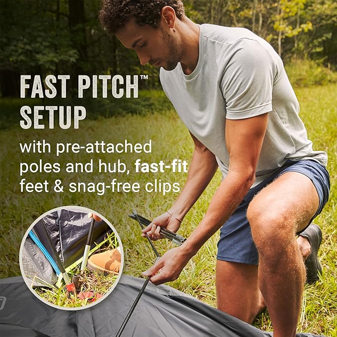 Coleman Carlsbad 4 Person Dark Room Dome Camping Tent with Screen Room E Ports Side Windows and WeatherTec System Teal Blue/Black