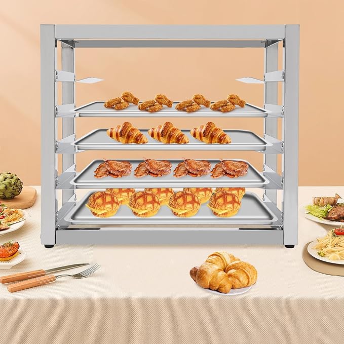 Wall Mounted Bun Pan Rack Aluminum Heavy Duty Commercial Bun Rack Metal Baking Tray Organizer and Holds 23.62 * 15.75 in Sheet Pans for Bakeries Restaurants Catering Kitchens (5 Tiers)
