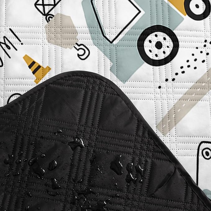 Outdoor Picnic Blanket Portable Ultrasonic Waterproof Picnic Mat Truck Excavator Printed Camping Beach Mat for Sand and Wet Grass Hiking (Truck Excavator L)