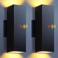 KIZON Motion Sensor Outdoor Lights 2 Pack Dusk to Dawn Outdoor Lighting Porch Lights Matte Black Exterior Lighting Fixtures with E26 Base Waterproof Motion Detector Lights for Outside