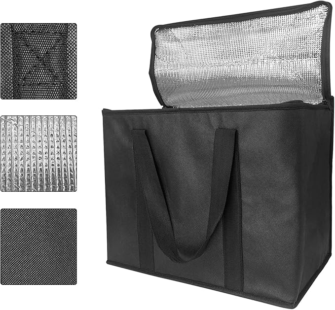 Yalin Set of 2 Large Insulated Collapsible Cooler Bags with Durable Dual Zipper ClosureReusable Grocery Shopping Bags Keep Food Hot or ColdIdeal for InstacartGrocery Transport
