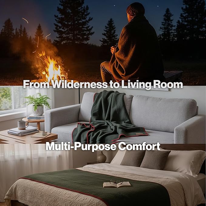 100% Wool Blanket - Premium Ultra-Soft &amp Warm Twin 62x 84 Large Size Blanket for Couch Bed Home Camping &amp Outdoors