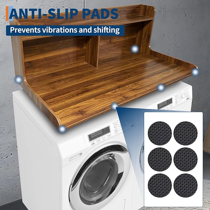 2 Tier Washer Dryer Countertop with Shelf54x27.5in Waterproof Wood Organizer Rack with StorageSpace-Saving Leader for Laundry RoomWalnut