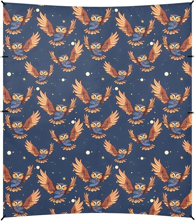 Camping Sun Shelters Owl Flying in Starry Sky Beach Canopy 126 * 110.2in