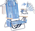 Low Profile Reclining Beach Chair for Adults Supports 300lbs| Oversized Backpack Beach Chair with 5 Adjustable Positions for Outdoor Concert Travel Festival Camping