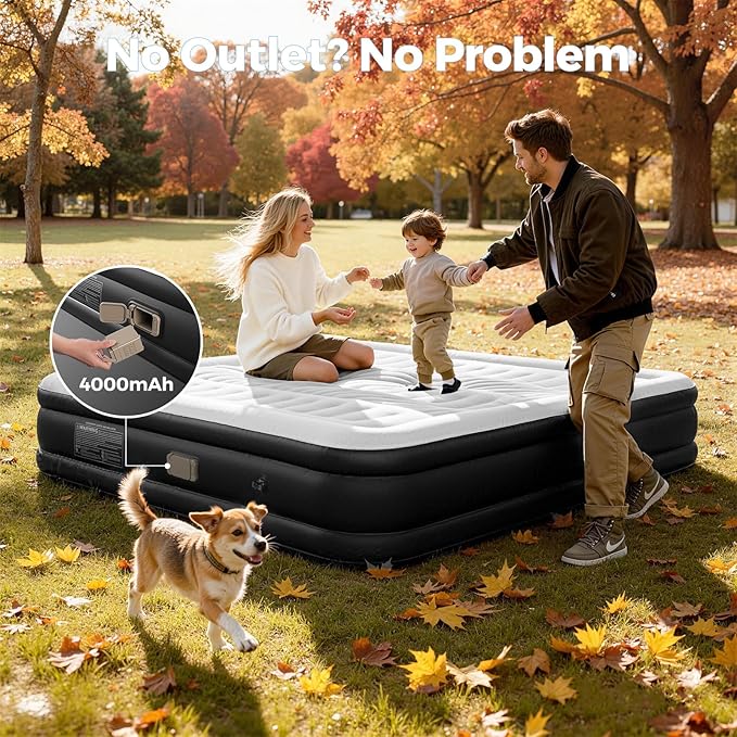 BEBAS Queen Size Air Mattress with Built in Pump Fast Electric Inflation/Deflation Mattress Blow up Bed Inflatable for HomeGuestsOfficeCamping Airbed 16 Inch Tall600lbs MaxBlack