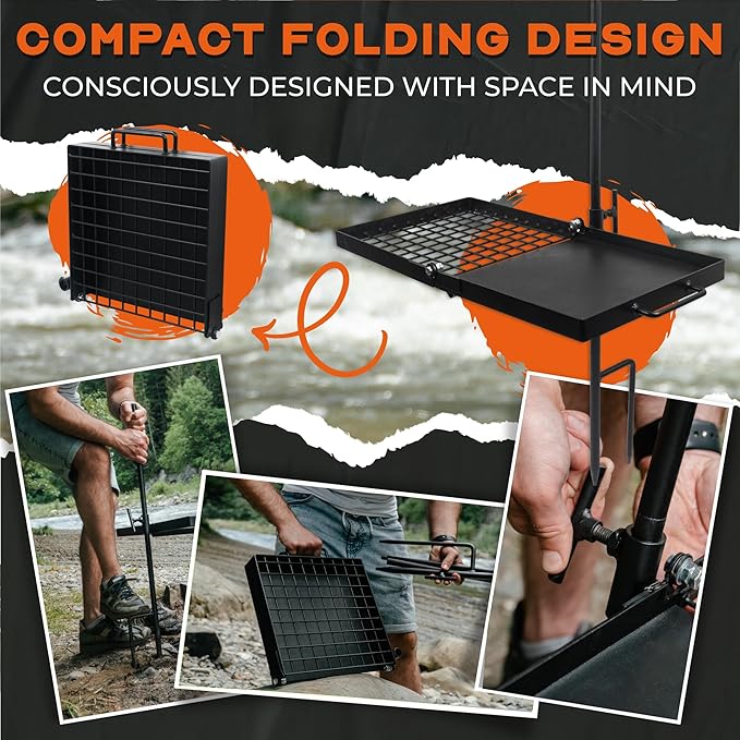 24 Heavy Duty Folding Campfire Grill Compact Swivel Grill Design Food-Safe Cooking Surface Grate &amp Griddle for Campfire Cooking Australian Owned