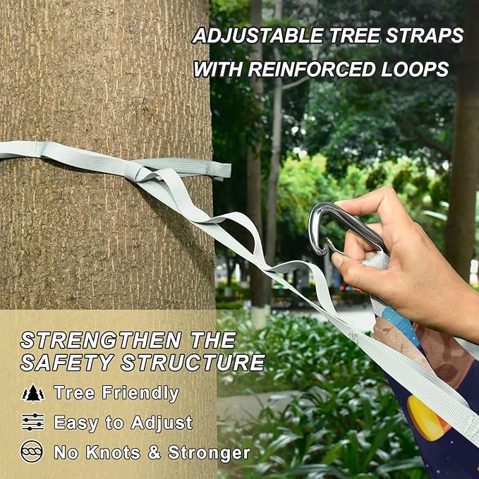 OTVEE Camping Hammock Cosmic Treat Pattern Portable Hammocks 500lb Upgraded Thickened Durable Single Hammocks with Tree Straps &amp Travel Bag for Camping Outdoor Indoor Patio Backyard