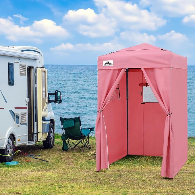 EAGLE PEAK Flex Ultra Compact 4x4 Pop-up Canopy Tent with Vented Top Sun Shelter Fast Set Up Changing Room Portable Privacy Canopy for Camping Photoshoots and More (Pink)