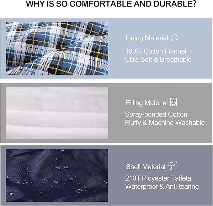 Cold Weather Sleeping Bag 100% Cotton Flannel XXL for Adults Big and TallFree Compression Sack