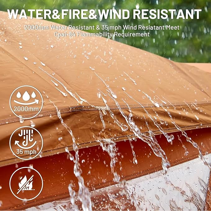 TIMBER RIDGE Camping Tent 4 Person Instant Pop Up Hub Tent with 8 Windows Easy 60 Second Setup Weather Resistant Family Cabin Tents with Rain Fly for Camping Hiking Outdoor Travel
