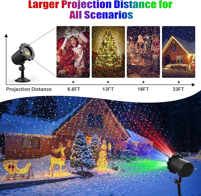 Fimilo Firefly Laser Light Projector RGB Christmas Laser Landscape Lights Outdoor Waterproof Firefly Light Projector with Remote12 Moving Effect Timer 2 Installation for Wedding Party Holiday