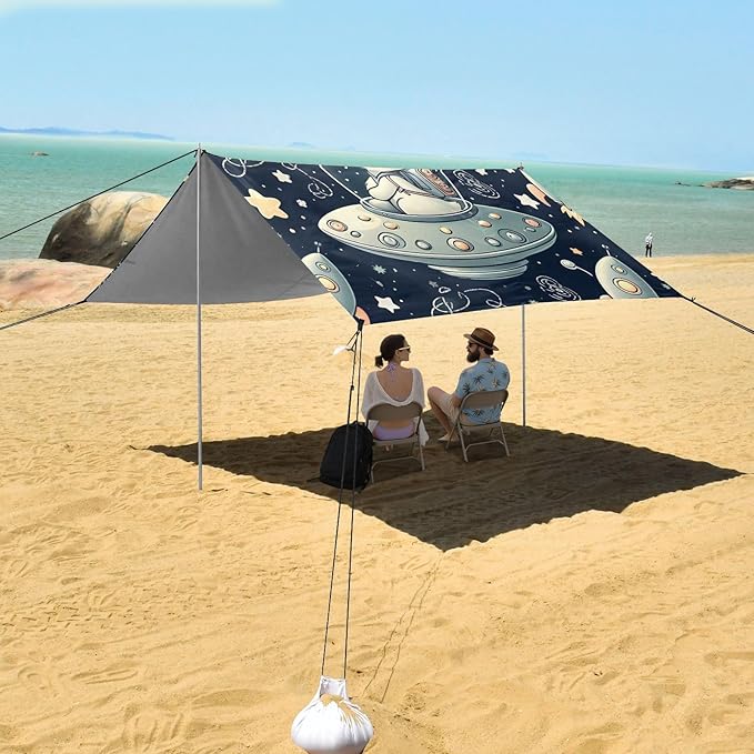 Space Rabbit Camping Sun Shelter Beach Tent Portable Beach Sun Shade Outdoor Canopy for Camping Trips Fishing Picnic