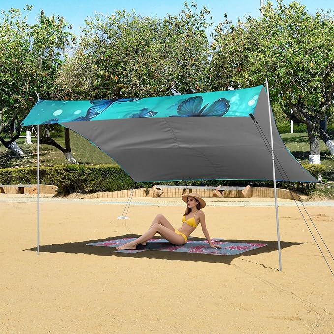 ButterflyCamping Sun Shelters 9.2 x 10.5 FT Beach Canopy Tent Sun Shade with Carrying Bag for Camping Trips Fishing Backyard Fun or Picnics 21341348