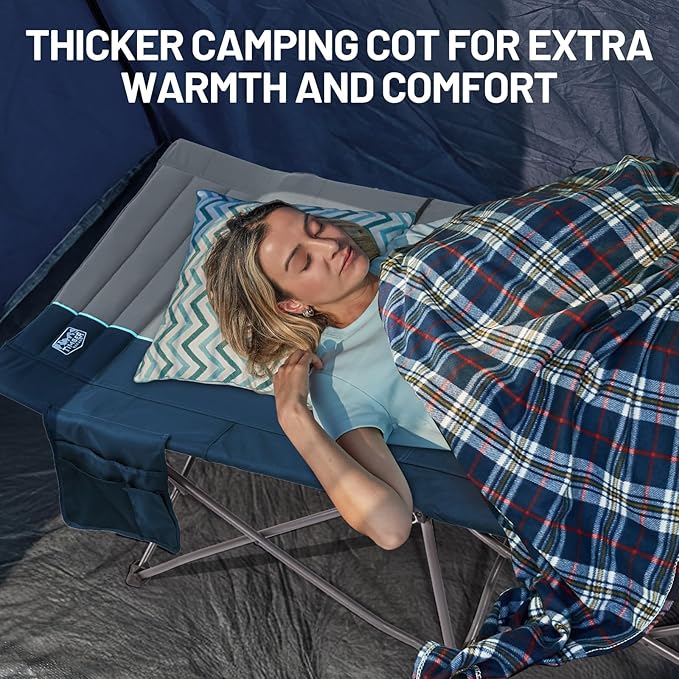 Timber Ridge Extra Wide Heavy Duty Camping Cot for Adult Easy Set Up Oversized Sleeping Cot with Carry Bag for Camping Travel and Outdoors Support up to 450lbs