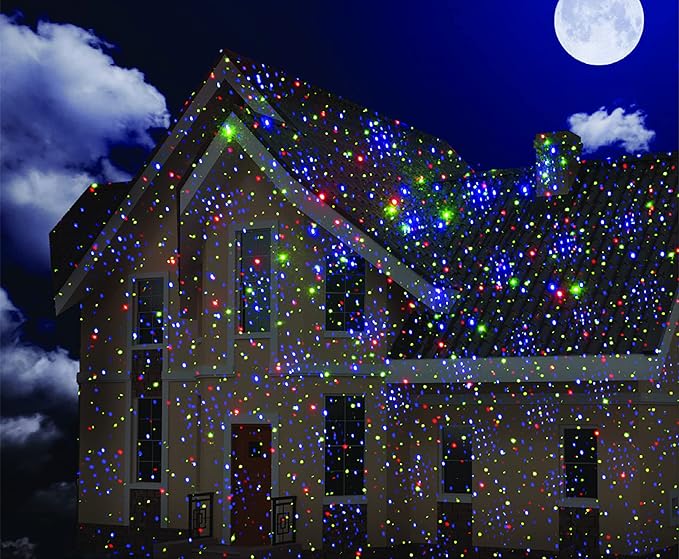 LEDMall Christmas Laser Projector Lights Outdoor Motion Firefly Red Green and Blue with Remote Control and Security Lock