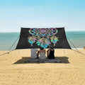 ALAZA Rainbow Dreamcatcher Bohemian Beach Tent Sun Shelter UPF50+ Protection Beach Shade Canopy w/ 4 Sandbags for Outdoor Camping Fishing Backyard Fun Picnic 10x9 ft