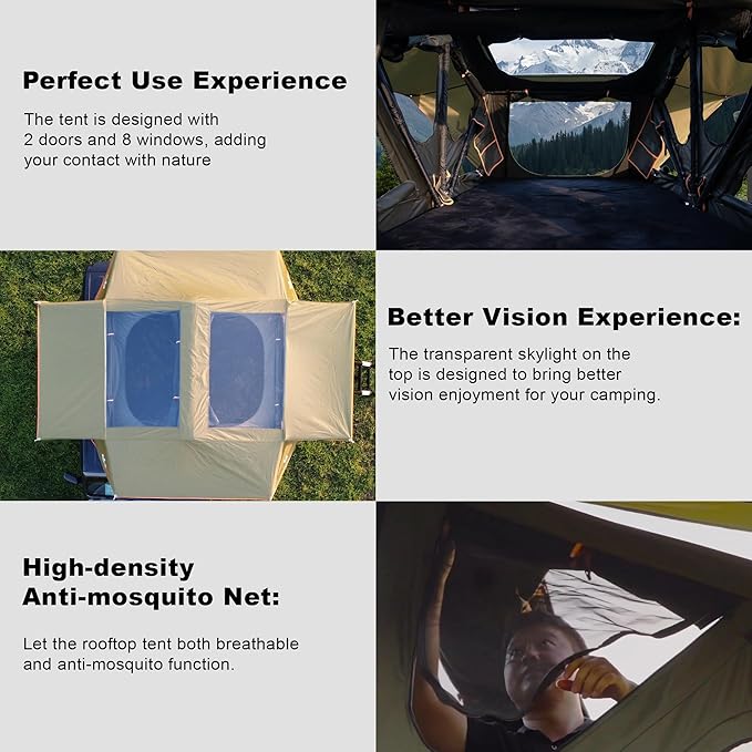 Naturnest Andromeda Rooftop Tent Soft Shell Rooftop Tent Rooftop Tent for Vans Jeeps SUVs Trucks Increased Use Area 2-3 Person Tent