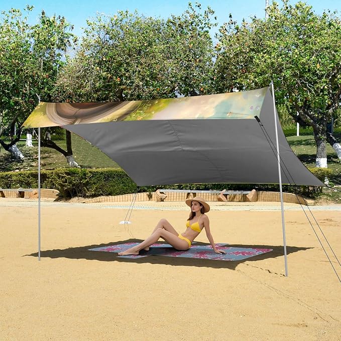 ALAZA Charles Cavalier Dog Puppy Beach Tent Sun Shelter UPF50+ Protection Beach Shade Canopy w/ 4 Sandbags for Outdoor Camping Fishing Backyard Fun Picnic 10x9 ft