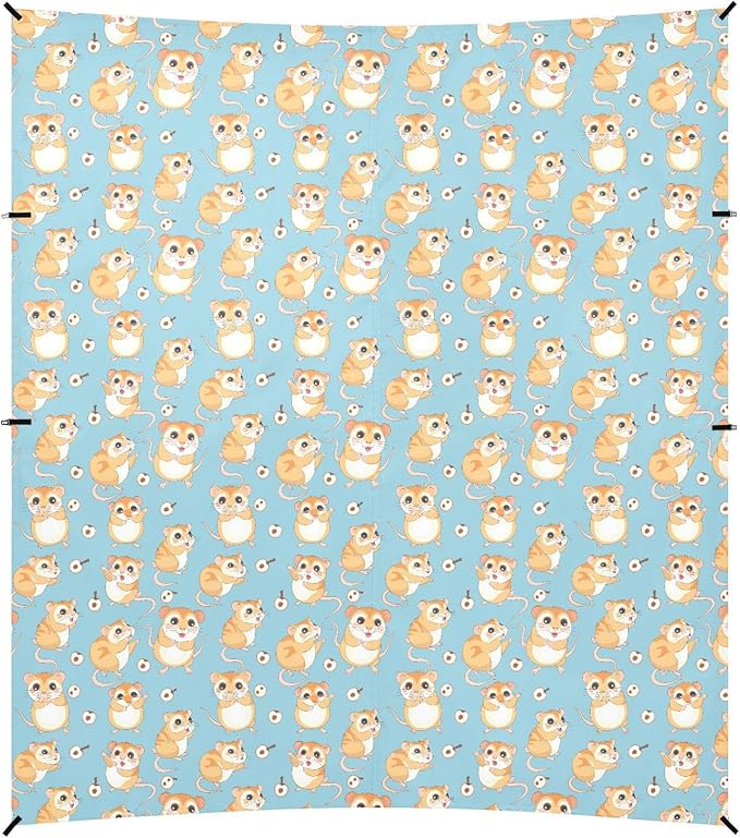 ALAZA Cute Hamster Cartoon Beach Tent Sun Shelter UPF50+ Protection Beach Shade Canopy w/ 4 Sandbags for Outdoor Camping Fishing Backyard Fun Picnic 10x9 ft