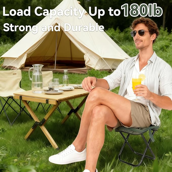 Portable Foldable Backpack Stool Portable Chair Ultralight Collapsible Stool with Carry Bag for Outdoor Camping Hiking Fishing and Travel (Green)