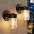 2 Pack Outdoor Wall Lantern Exterior Waterproof Wall Sconce Light Fixtures Black Front Door Lighting with Clear Glass Shade Anti-Rust E26 Socket Porch Lights for Entryway