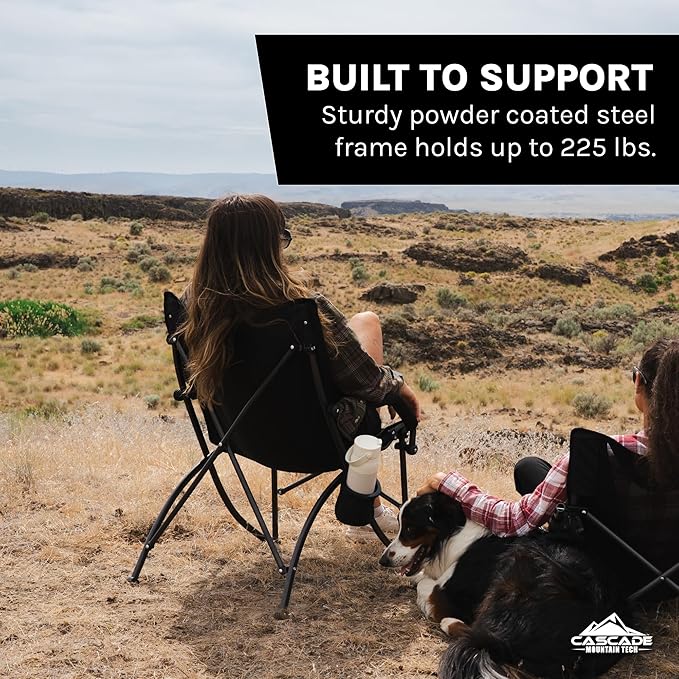 Cascade Mountain Tech Heavy Duty Folding Camp Chair Black