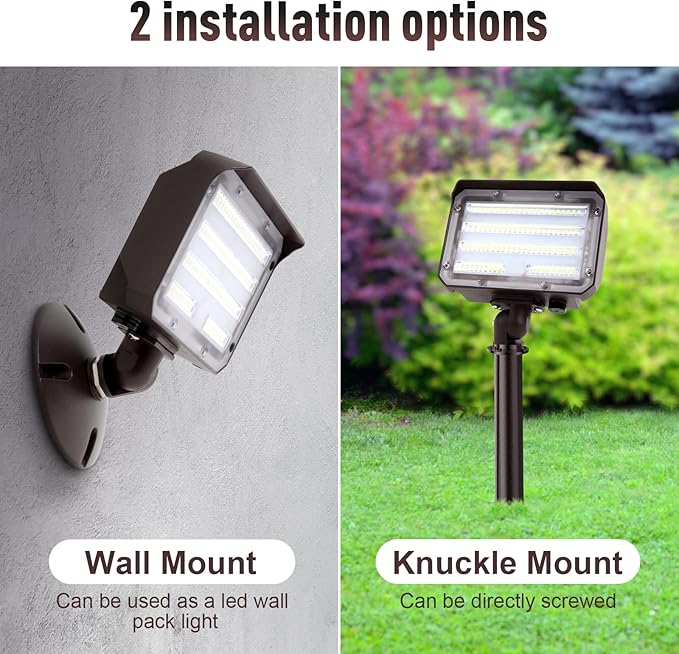 60W LED Flood Light with Knuckle Outdoor Flood Light Dusk to Dawn Photocell 5000K 7800lm AC100-277V Equivalent 600W ETL Waterproof Wall Mount LED Security Light for Yard Entrance Garden