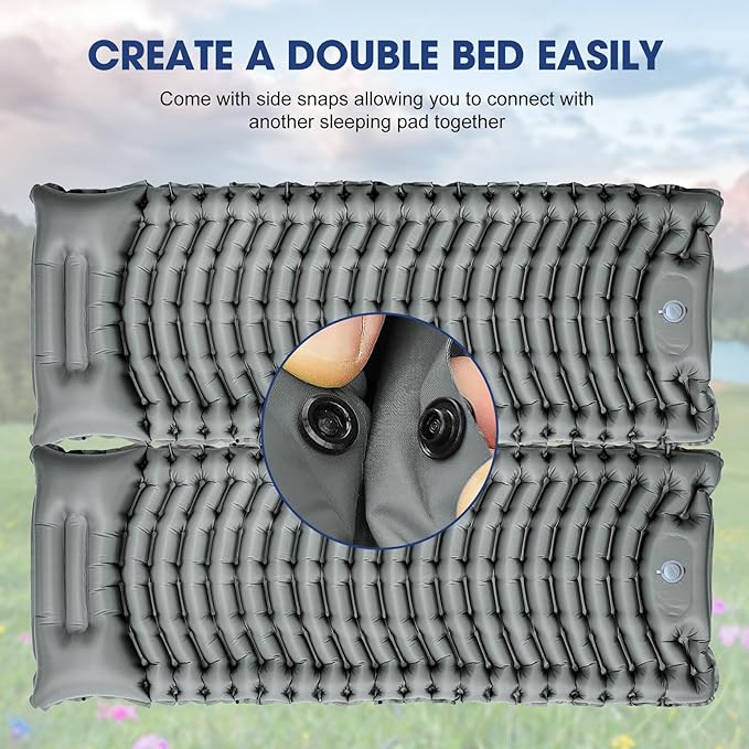 Sleeping Pad for Camping - Ultralight Camping Mattress with Pillow Built-in Foot Pump Compact Inflatable Portable Mat for Backpacking Hiking Car Traveling Beach Tent