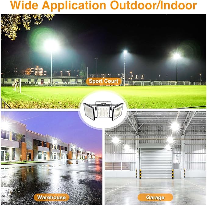 SOLLA 2025 Elite New Upgraded LED Flood Light Outdoor 300W 2 Pack 45000lm Stadium Flood Lights 5000K IP66 Waterproof Adjustable Adjustable Floodlight for Street Parking Lot