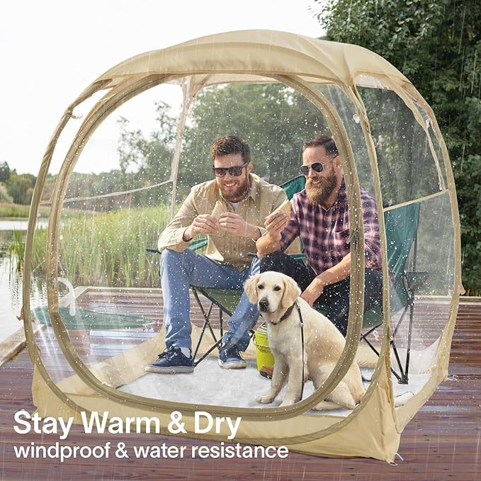 EighteenTek Sports Instant Tent Shelter - Outdoor Bubble Sun Shelter Pop Up - Clear Patent Pending Protected Design (63x63x63H)