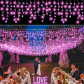 33FT 400 LED Icicle Lights for Outside Christmas String Light with 8 Modes 75 Drops Waterproof Plug in Valentines Lights Outdoor for House Room Yard Party Wedding Xmas Decorations Pink