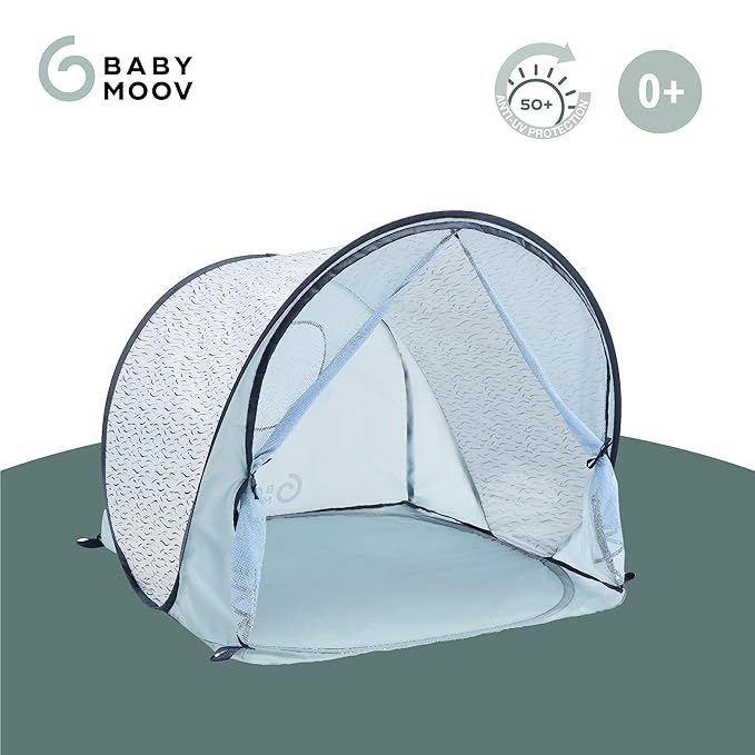 Babymoov Anti-UV Baby &amp Toddler Beach Tent UPF 50+ Sun Protection with Pop Up System for Easy Use &amp Transport Blue Waves (Summer 2025 Edition)