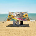 ALAZA White Dog and Sunflower Beach Tent Sun Shelter UPF50+ Protection Beach Shade Canopy w/ 4 Sandbags for Outdoor Camping Fishing Backyard Fun Picnic 10x9 ft