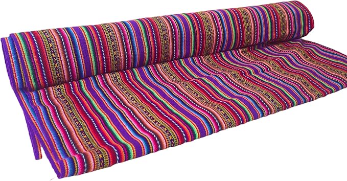 Lucio Fabrics Unique Native Peruvian Throw - Vibrant Colors Lightweight Durable - HomeYoga BeachCampingPicnicOutdoor Activities Thin Blanket 70'' x 47'' (Purple Andean Stripes)