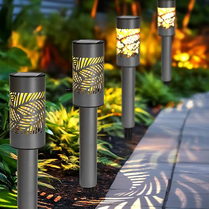 Dazzle Bright Solar Pathway Lights Outdoor 12 Pack LED Warm White Waterproof Solar Powered Landscape Lights for Walkway Driveway Lawn Patio Yard Garden