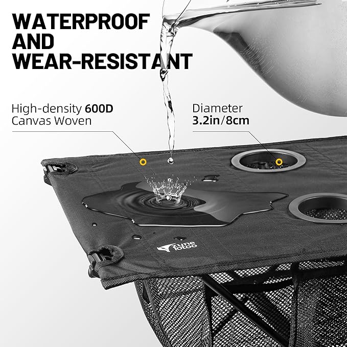ZUNE LOTOO Portable Camping Table Folding Small Beach Table Foldable with Drink Holder &amp Mesh Storage &amp Carry Bag Compact Camp Tent Side Table for Picnic Tailgate Travel Outdoor Fishing Backp