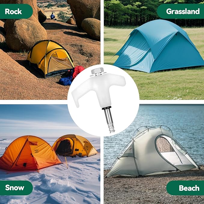 20 Pack 8 Screw in Tent Stakes for Drilling with Hex Heads - Heavy Duty Stainless Steel Tent Pegs/Nails/Spikes Ground Anchors Grow in Dark - for Camping Grassland Portable Box (White)