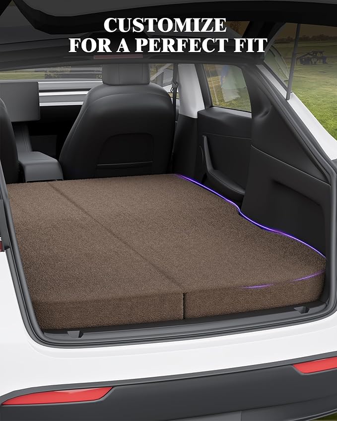 Zenzy 4 Memory Foam Mattress for Tesla Model Y - CertiPUR-US Certified Superior Comfort vs Air Mattress Custom Fit Car Bed for Camping &amp Road Trips